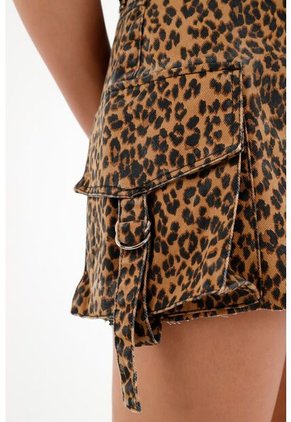Falda Corta De Animal Print Para Mujer