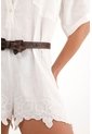 Tennis Overall Corto Crudo Con Bordado Para Mujer de Tennis