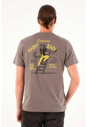 Tennis Camiseta Gris Con Estampado En Espalda Para Hombre