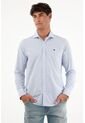Camisa Azul A Rayas Para Hombre de Tennis