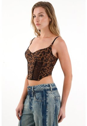 Tennis Corsé Con Estampado Animal Print Y Encaje Para Mujer