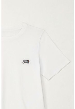 Camiseta Con Estampado En Algodón 100% Blanca Para Niño