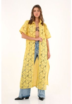 Tennis Kimono Amarillo Con Tela Bordada Para Mujer