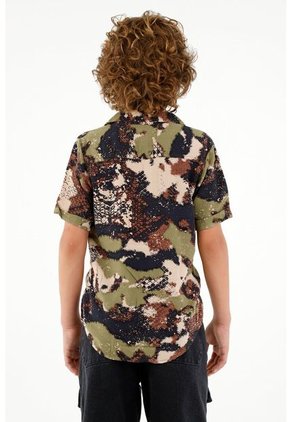Camisa Camuflada Manga Corta Para Niño