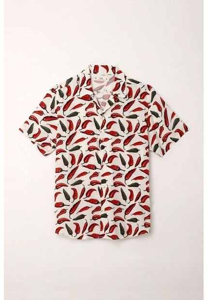 Tennis Camisa Tipo Bowling Con Estampado De Chiles Para Hombre