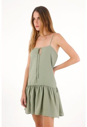 Tennis Vestido Corto De Tela Con Textura Verde Para Mujer