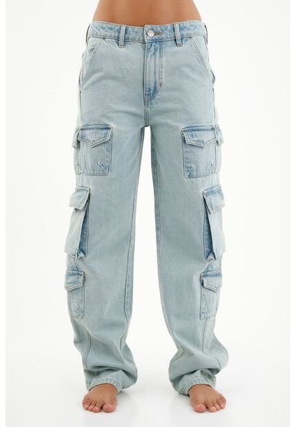 Jean Bota Recta Azul Para Mujer