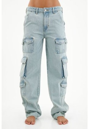 Jean Bota Recta Azul Para Mujer