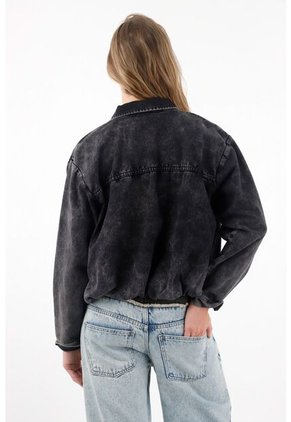 Tennis Chaqueta En Black Denim Tipo Globo Para Mujer