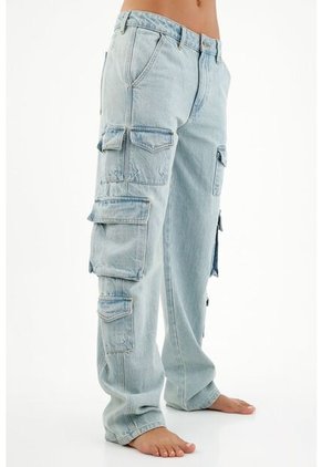 Jean Bota Recta Azul Para Mujer