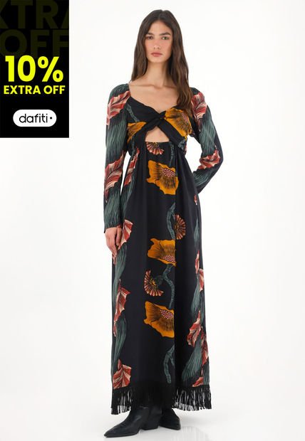 Vestido Estampado Con Detalles Cut Out Para Mujer