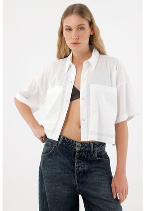 Tennis Camisa Con Bolsillos Blanca Para Mujer