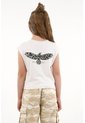 Camiseta Blanca Con Estampado En Espalda Para Niña de Tennis