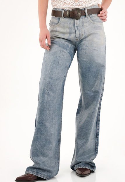 Jean Wide Leg Tiro Alto Con Lavado Degradé Para Mujer