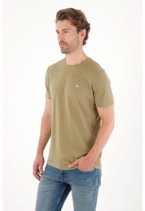 Tennis Camiseta Con Cuello Redondo En Rib Verde Para Hombre