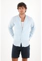 Tennis Camisa En 100% Lino Azul Con Detalle Fruncido Para Hombre de Tennis