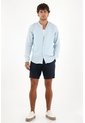 Tennis Camisa En 100% Lino Azul Con Detalle Fruncido Para Hombre de Tennis