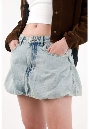 Tennis Falda Corta En Denim Tipo Globo Azul Para Mujer