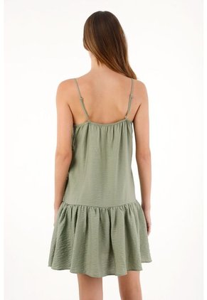 Tennis Vestido Corto De Tela Con Textura Verde Para Mujer