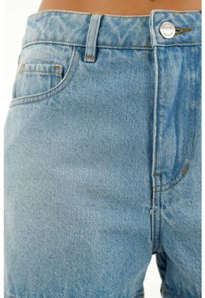 Short Azul De Tiro Alto Para Mujer