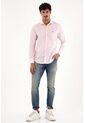Camisa Rosada Manga Larga Con Diseño A Rayas Para Hombre de Tennis