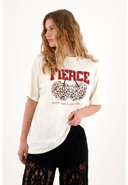 Tennis Camiseta Estampada Oversize En 100% Algodón Para Mujer