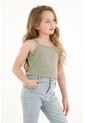 Camiseta Crop Verde En Rib Para Niña de Tennis