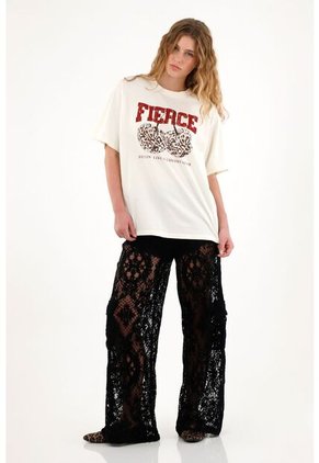 Tennis Camiseta Estampada Oversize En 100% Algodón Para Mujer