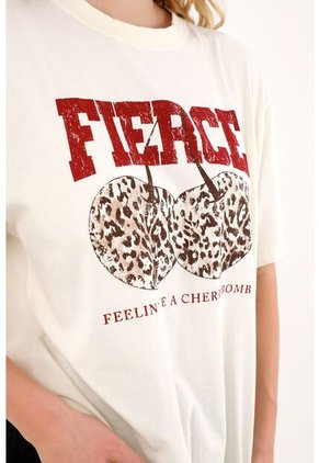 Tennis Camiseta Estampada Oversize En 100% Algodón Para Mujer