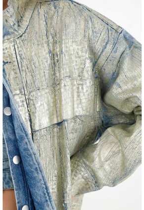 Tennis Chaqueta Efecto Metalizado Oversize Para Mujer