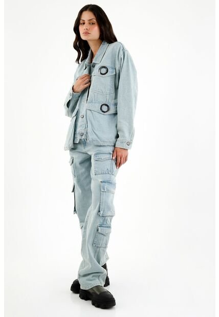 Tennis Chaqueta Con Bolsillos Cargo Azul Para Mujer