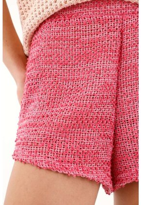Bermuda Corta Rosada En Tweed Para Mujer