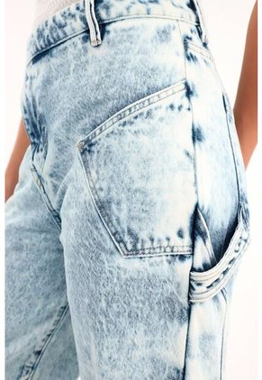 Tennis Jean Wide Leg Azul Tiro Alto Para Mujer