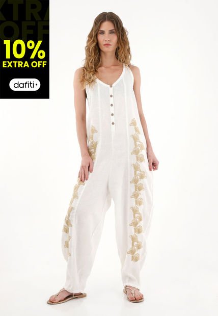 Overall En Lino 100% Amplio Para Mujer