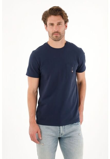 Tennis Camiseta En Tela Con Textura Azul Para Hombre