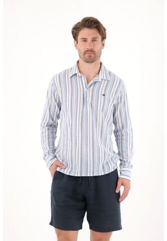 Tennis Camisa Manga Larga Con Diseño A Rayas Para Hombre Tennis