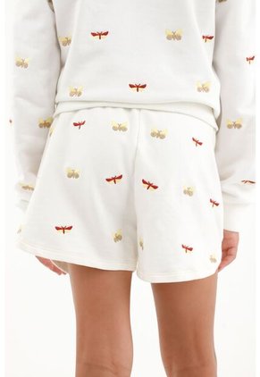 Bermuda Crudo Con Bordado De Mariposas Para Niña