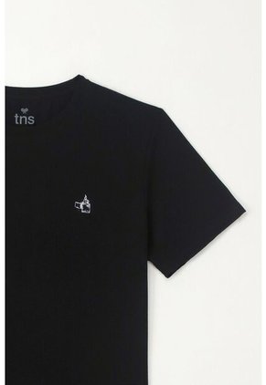 Tennis Camiseta Básica Con Mini Print Negra Para Hombre