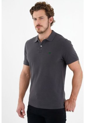 Polo Gris Con Raqueta Multicolor Para Hombre