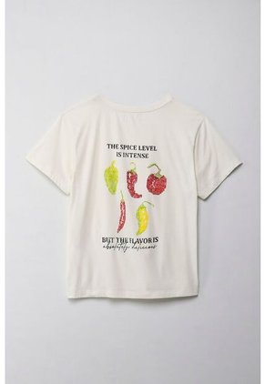 Tennis Camiseta Con Estampado En Frente Y Espalda Crudo Para Mujer