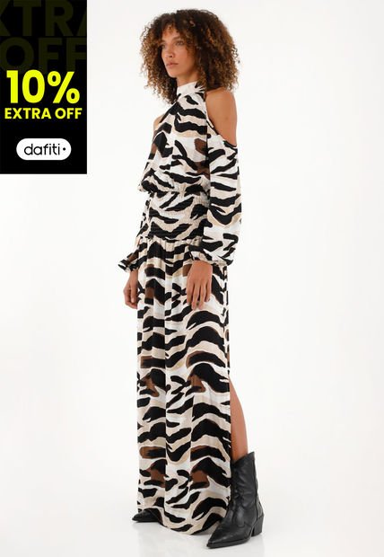 Vestido Largo Con Estampado Animal Print Para Mujer