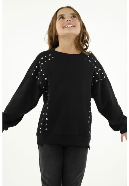 Buzo Negro Con Apliques Para Niña