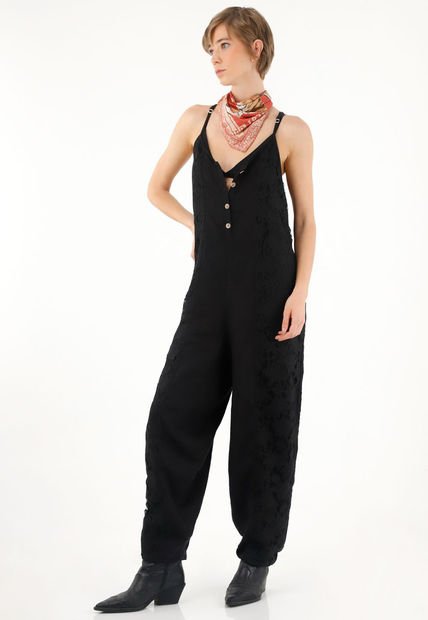 Overall Negro De Tiras Para Mujer