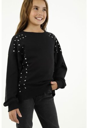 Buzo Negro Con Apliques Para Niña