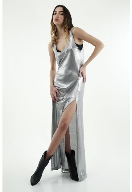 Vestido Gris De Tiras Para Mujer