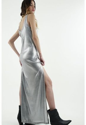 Vestido Gris De Tiras Para Mujer