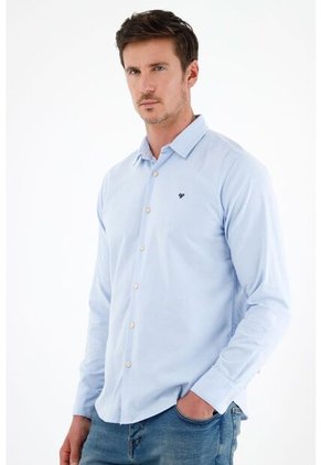 Tennis Camisa Azul Manga Larga Para Hombre