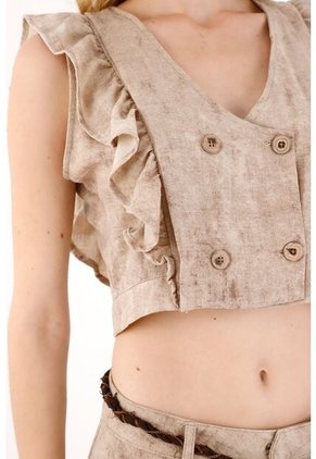 Tennis Chaleco Con Diseño De Boleros Café Para Mujer