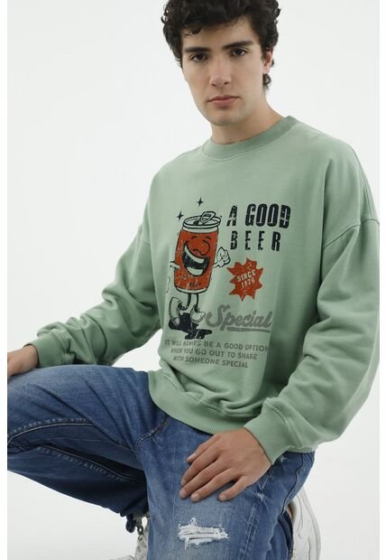 Buzo Estampado Verde Para Hombre