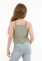 Camiseta Crop Verde En Rib Para Niña de Tennis